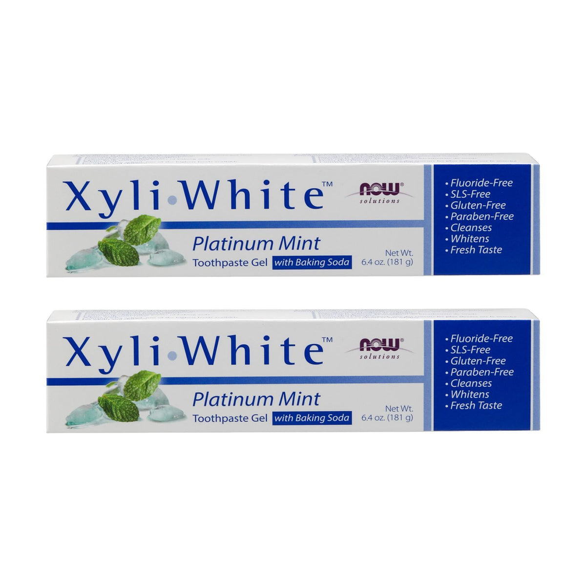 Natural Whitening Toothpaste Gel with Baking Soda & Xylitol - Mint Flavor, 6.4 oz, Pack of 2
