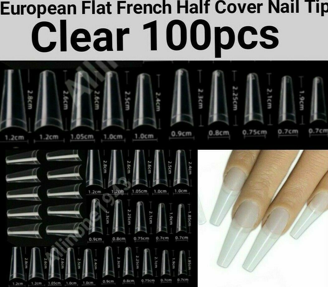 French Half Cover Nail Tips - Artificial False Tips for Nail Art, 100/500/1000 pcs
