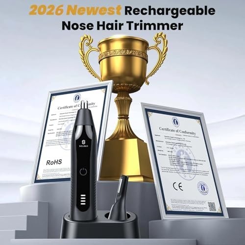 USB Rechargeable Ear & Nose Hair Trimmer - Waterproof, Painless Grooming Kit