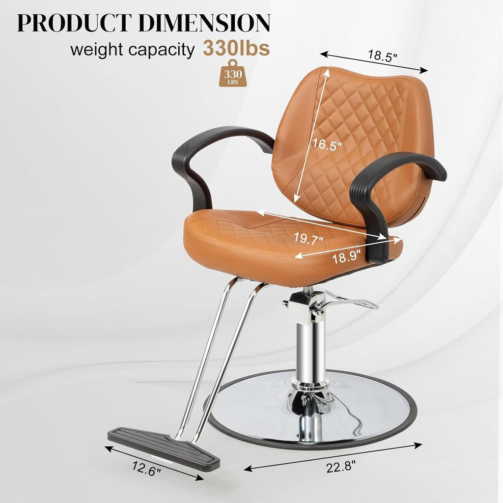 Heavy Duty Salon Styling Chair with Hydraulic Pump & Swivel Base