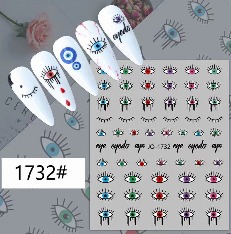 Nail Art Transfer Stickers - 3D Evil Eye Snake Witch Design Assorted Patterns