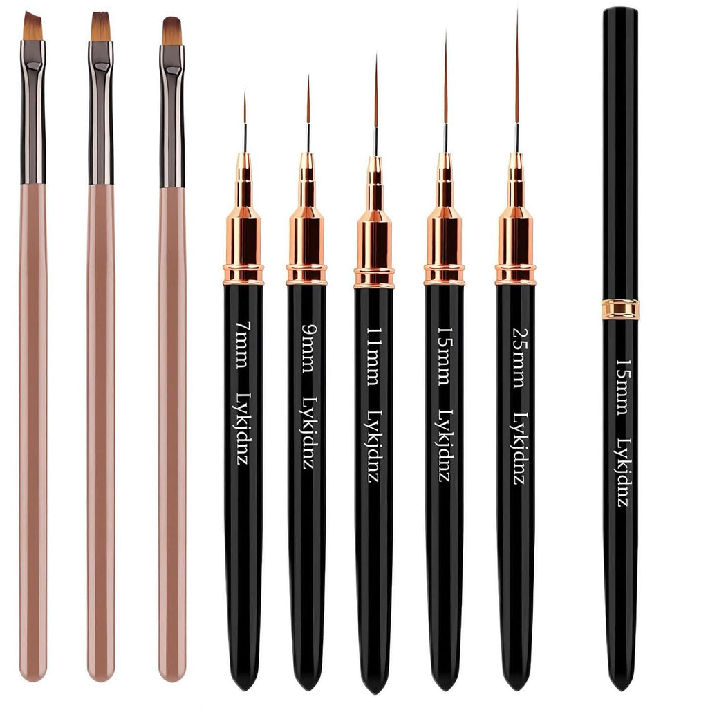 8Pcs Nail Art Brush Set with Gel Builder & Liner Brushes for Professional & DIY Nails