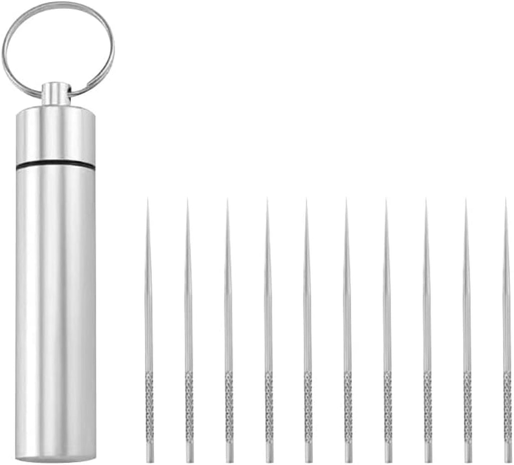Stainless Steel Travel Toothpicks Reusable Pocket Picks 10 Pack