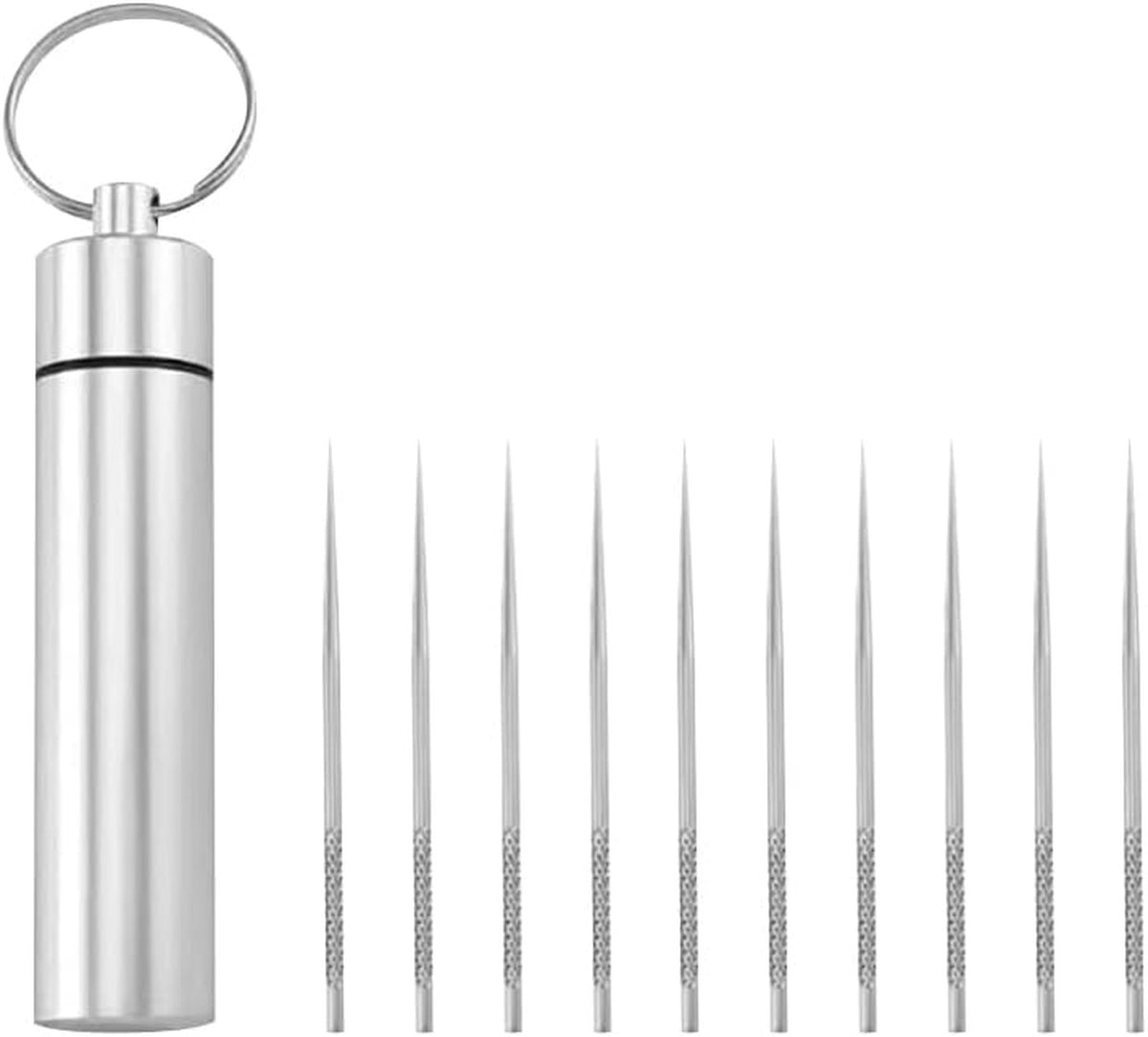 Stainless Steel Travel Toothpicks Reusable Pocket Picks 10 Pack