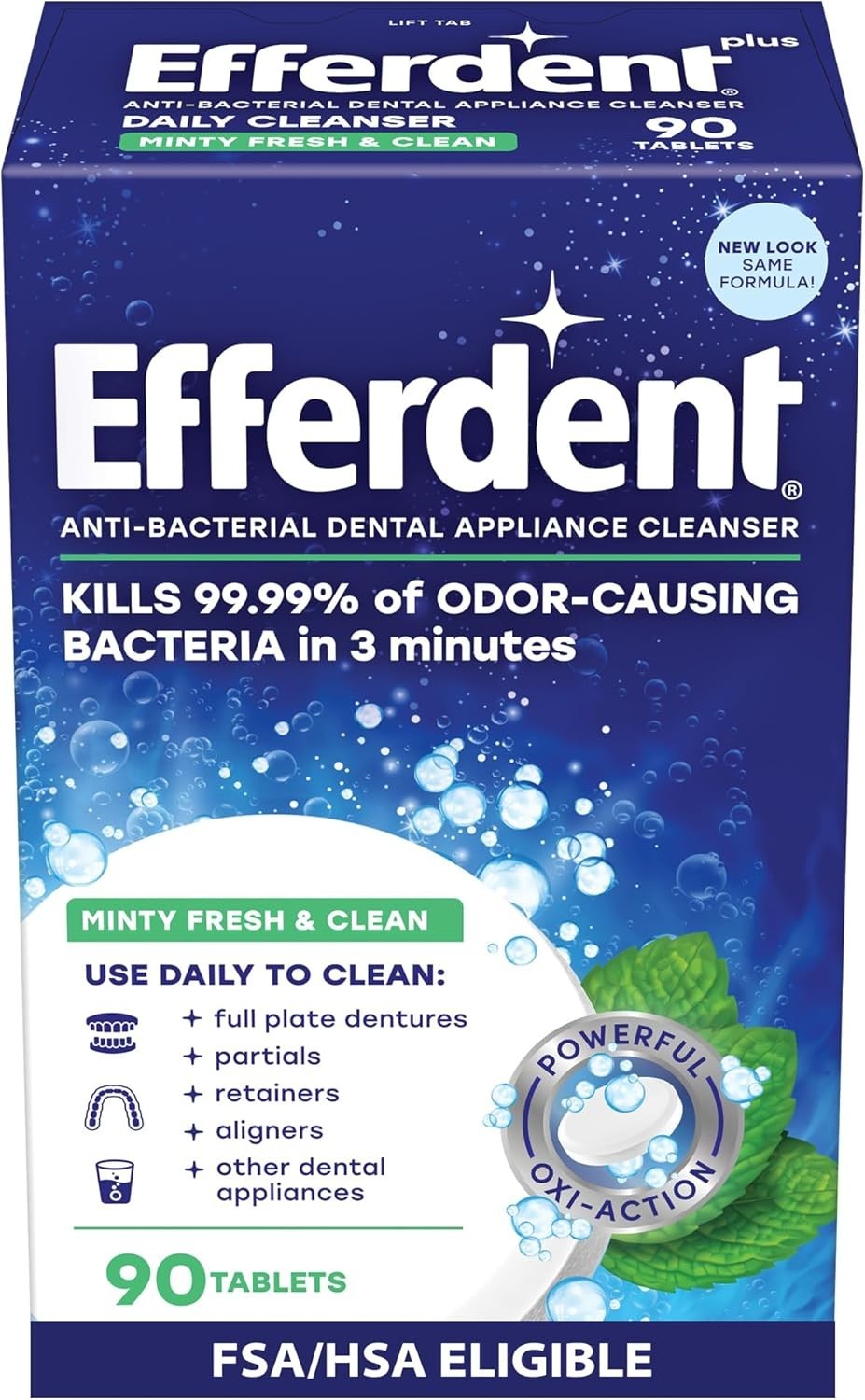 (2 Pack) Efferdent Denture & Retainer Cleaner Tablets - Mint, 126 Count