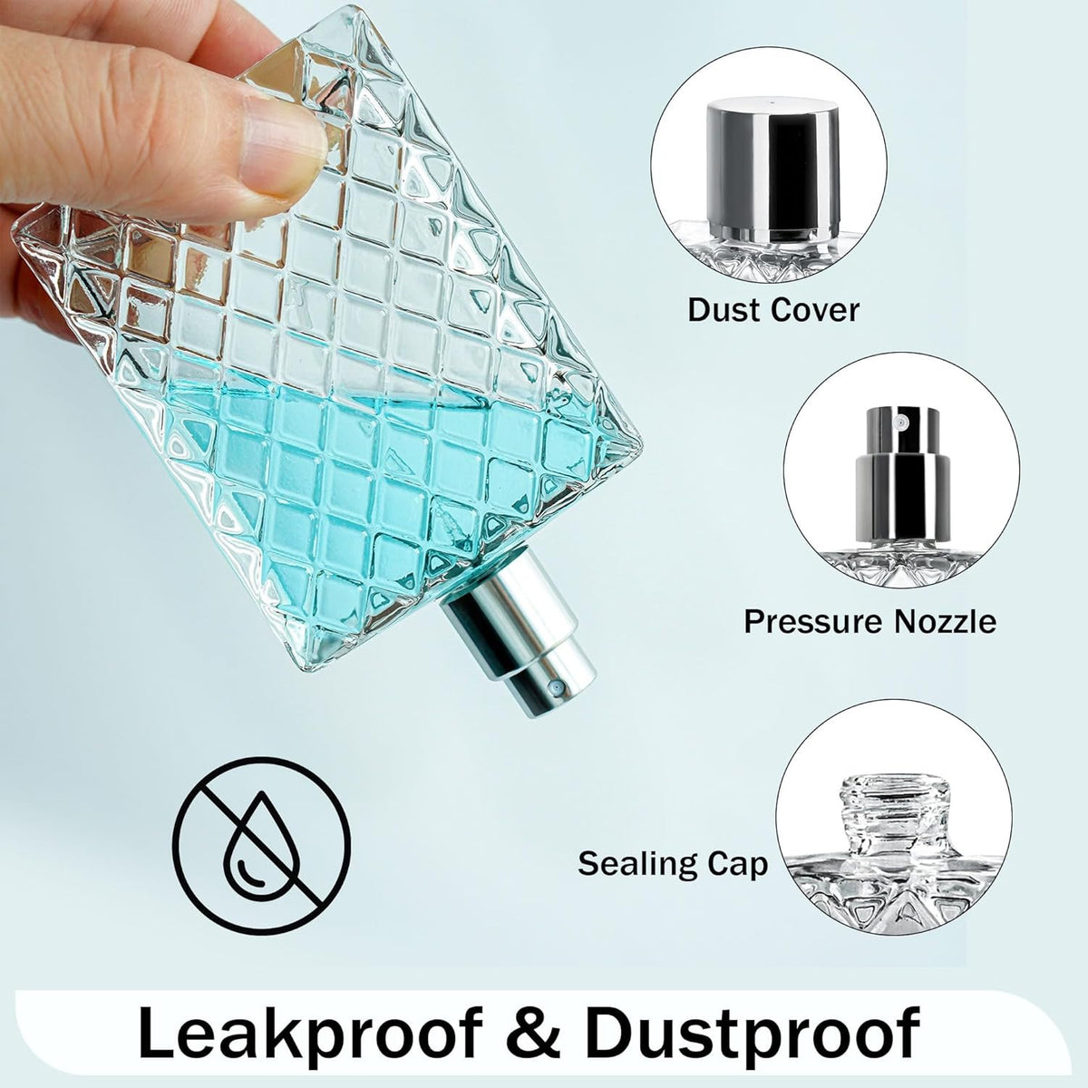 Refillable Glass Spray Bottles Set - 100ML Perfume & Essential Oil Misters