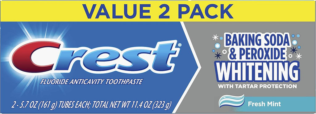 Crest Whitening Baking Soda & Peroxide Toothpaste 2-Pack, Fresh Mint, 5.7 oz