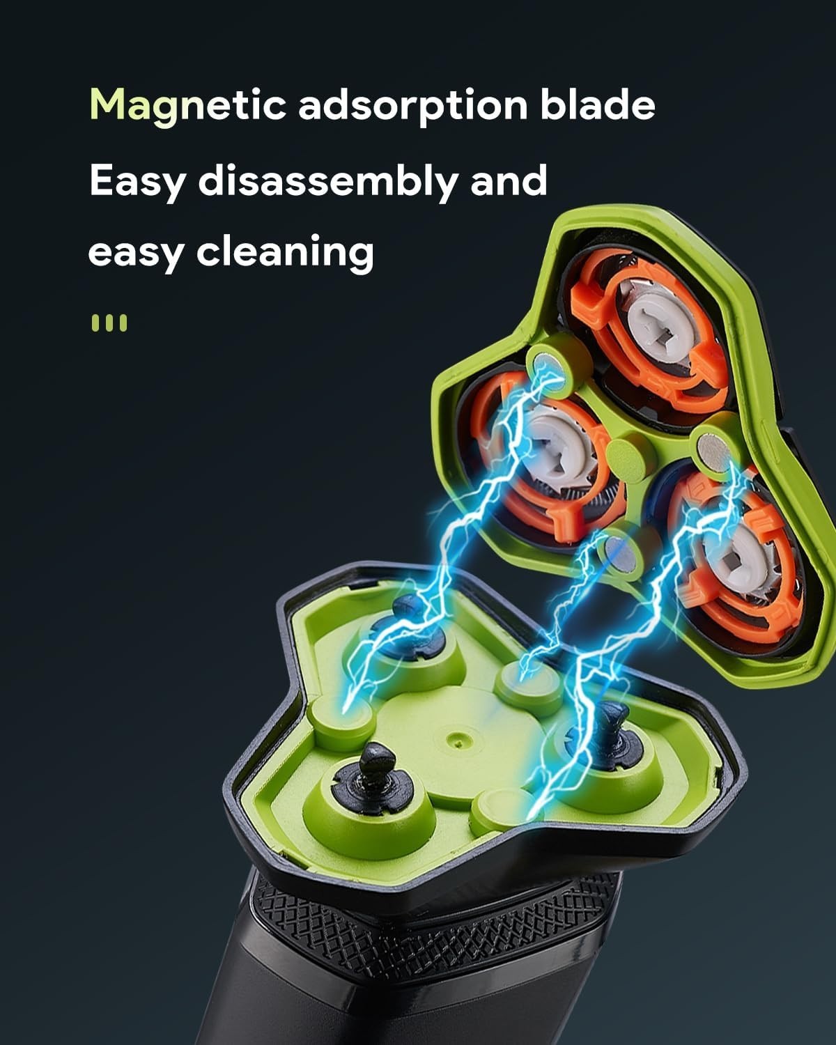 Men's Electric Shaver with 3D Floating Head, Detachable Magnetic Blade, Type-C Charging