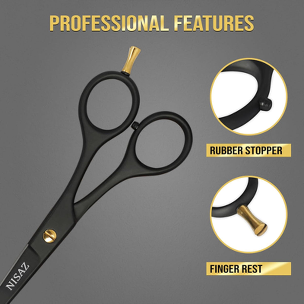 Professional 6.5 Inch Matte Black Hair Cutting Scissors High Carbon Stainless Steel