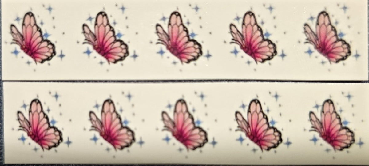 Pink Butterfly Waterslide Toe Nail Decals Set of 10 - Nail Art Accessories