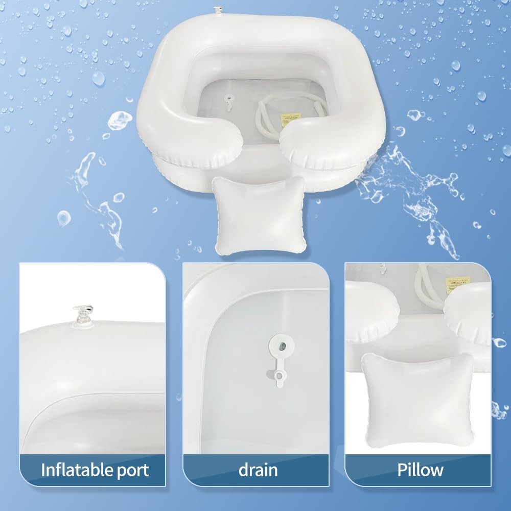 Inflatable Bedside Shower Kit for Disabled Elderly - Medical Bathtub Accessory