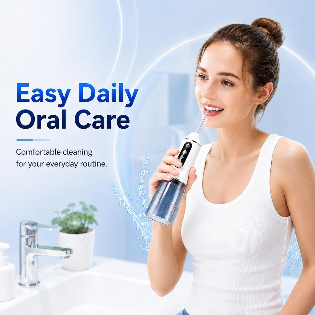 380ML Cordless Water Flosser Oral Irrigator Teeth Cleaner with 4 Tips