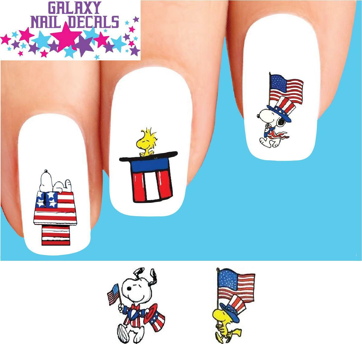 Waterslide Nail Decals Set of 20 4th of July Snoopy Woodstock Assorted