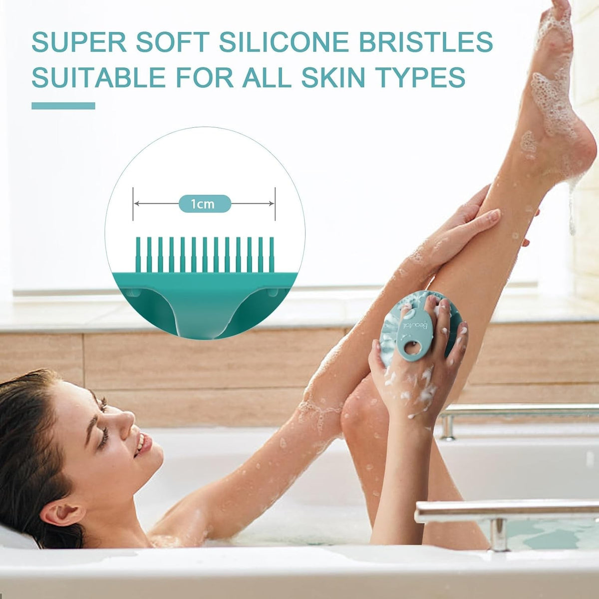 Silicone Bath Scrubber for Face & Body - Gentle Exfoliating Cleansing Brush