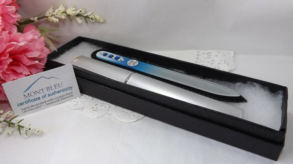 Czech Glass Nail File with Swarovski Elements - Handmade, Lifetime Guarantee