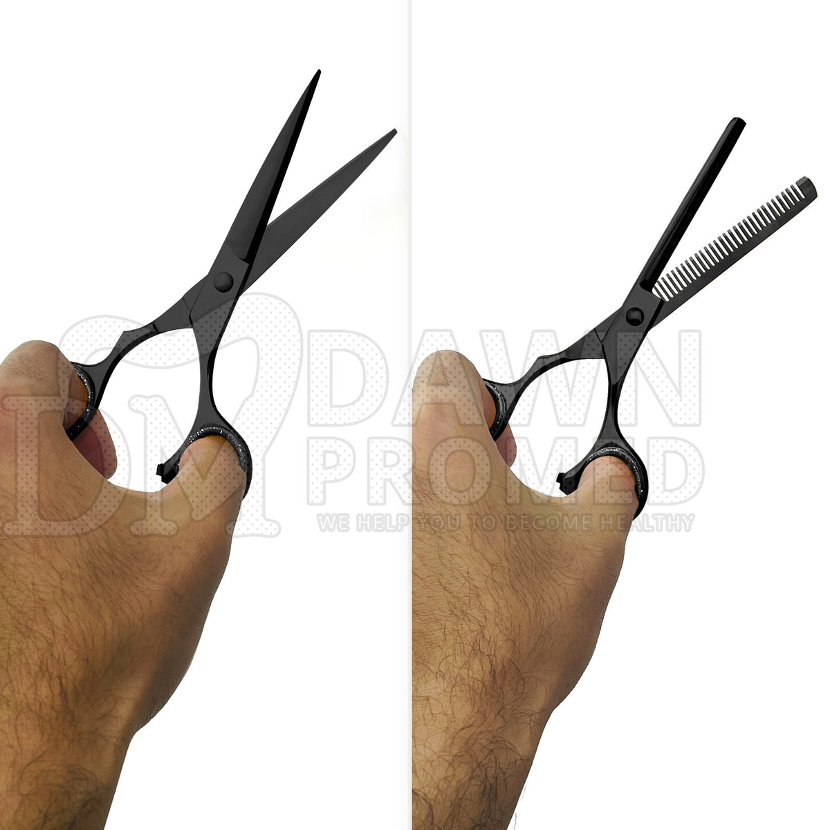 Professional 6.5 Inch Black Hair Cutting Thinning Scissors Set - Barber Shears with Plasma Coating