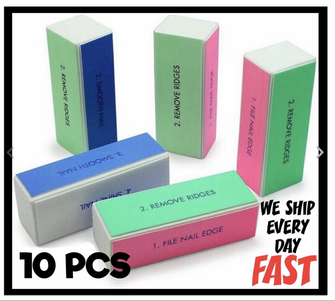 10 pcs Nail Buffers Set - 4-Way Manicure Sanding Files for Nail Art