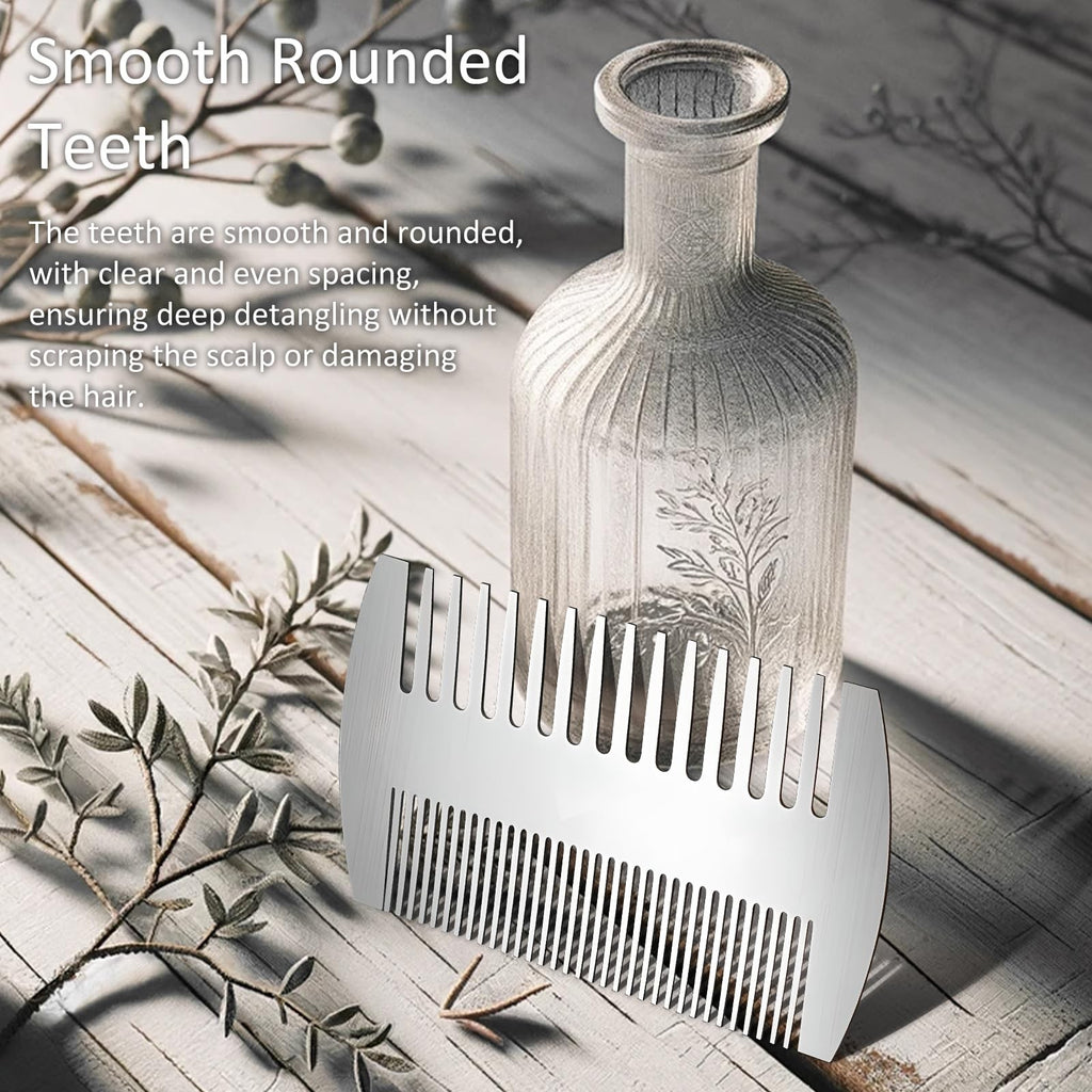Credit Card-Sized Stainless Steel Comb - Anti-Static Travel Grooming Tool