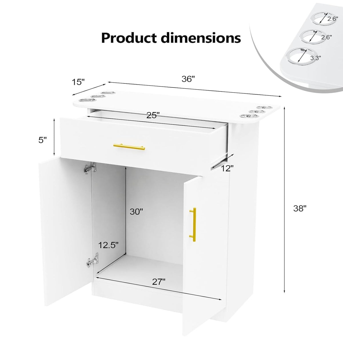 Salon Hair Styling Station with Storage Cabinet & Drawers – Professional Barber & Beauty Equipment