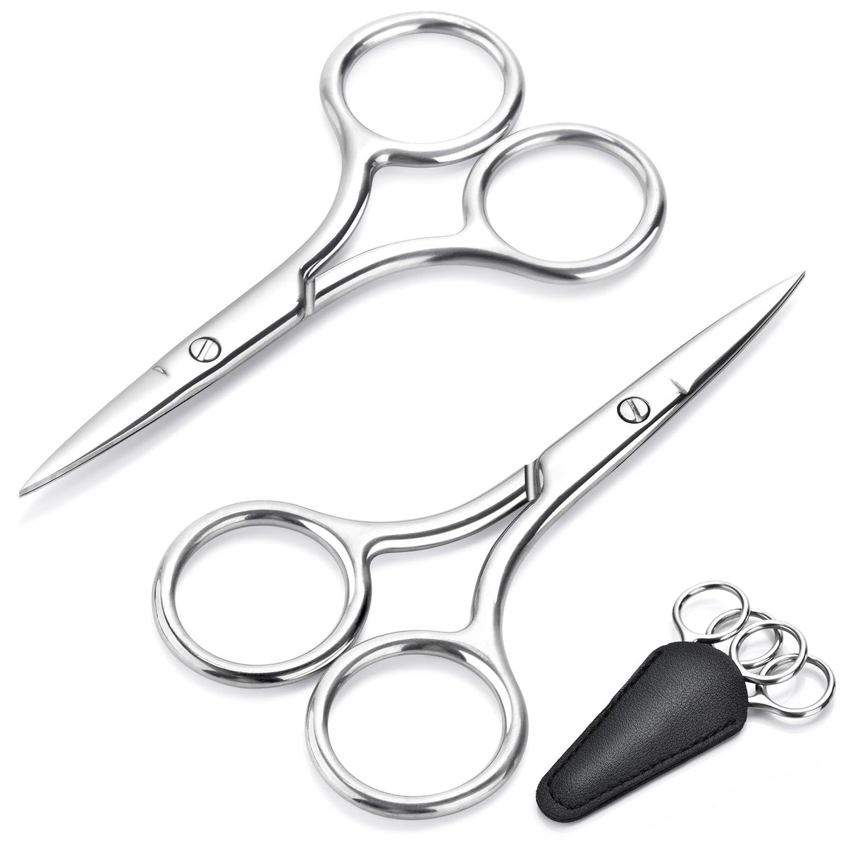 Professional Stainless Steel Eyebrow and Facial Hair Small Scissors - 3.5 Inch Precision Grooming Tool