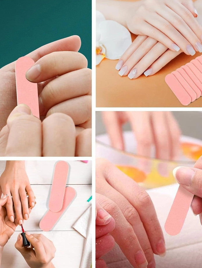 Mini Pink Nail Files Set - Double-Sided Emery Boards for Manicure & Pedicure