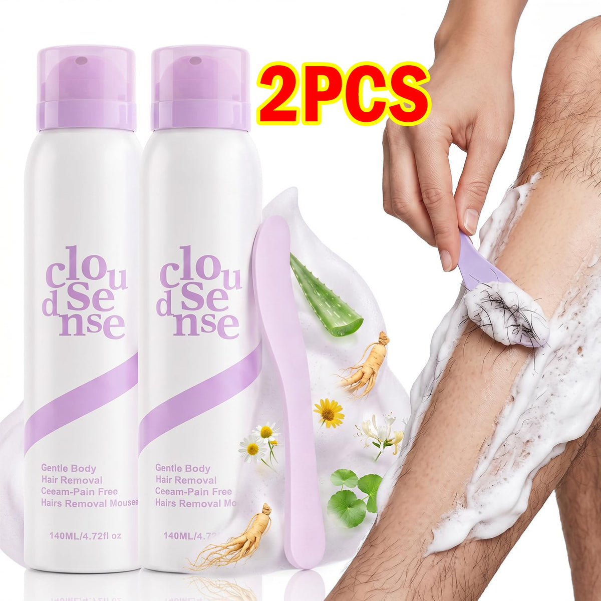 Gentle Hair Removal Mousse Spray with Aloe & Hyaluronic Acid – Fast & Soothing for Sensitive Skin