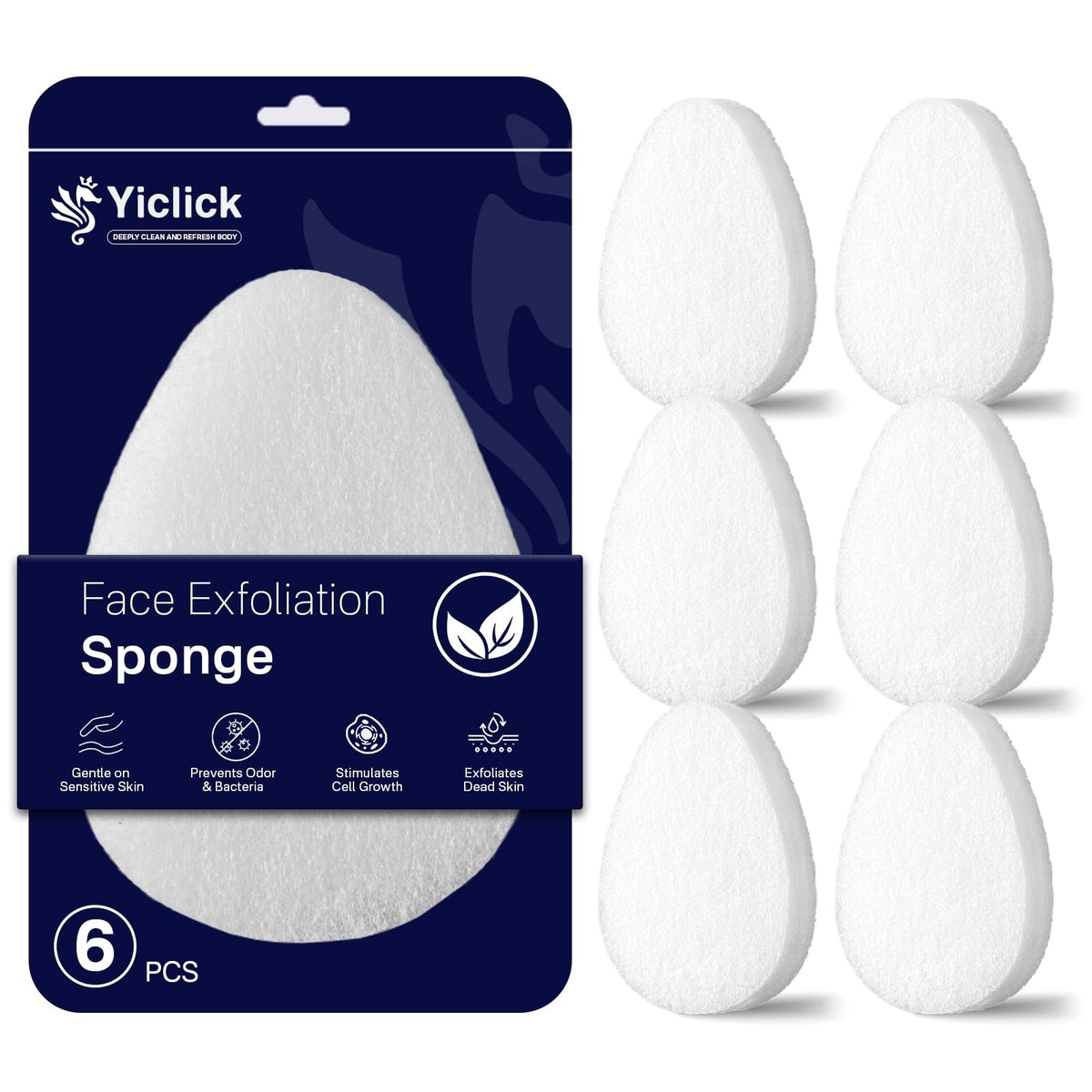 Exfoliating Facial Sponge Pack of 6 - Deep Cleansing & Gentle Scrubbing