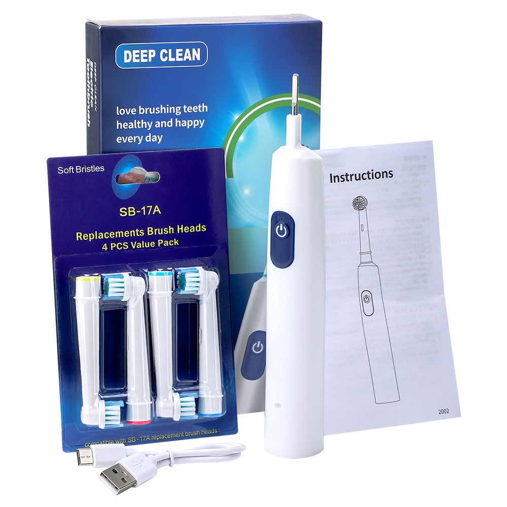 Rechargeable Electric Toothbrush with 5 Modes & 4 Brush Heads - Cordless Oral Care