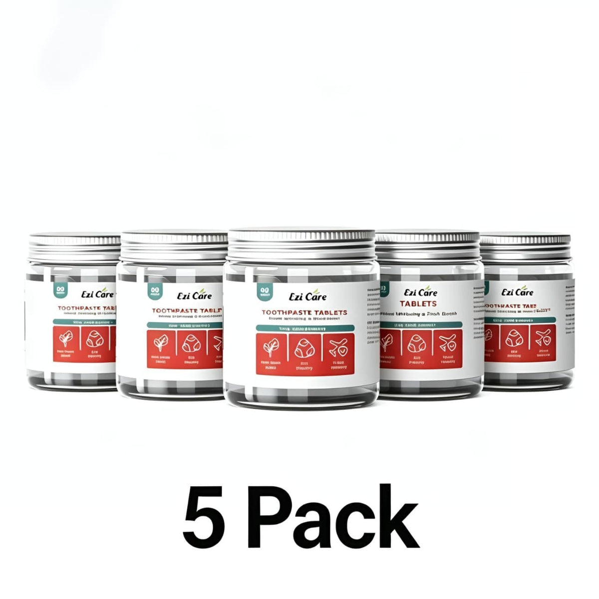 Natural Whitening Toothpaste Tablets 5 Pack with Free Wooden Toothbrush