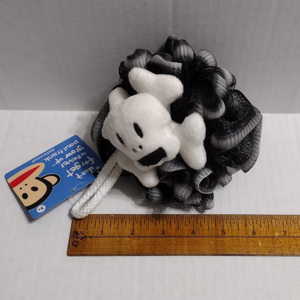 Paul Frank Skurvy Bath Pouf Loofah - Goth Skull Black & White Mesh