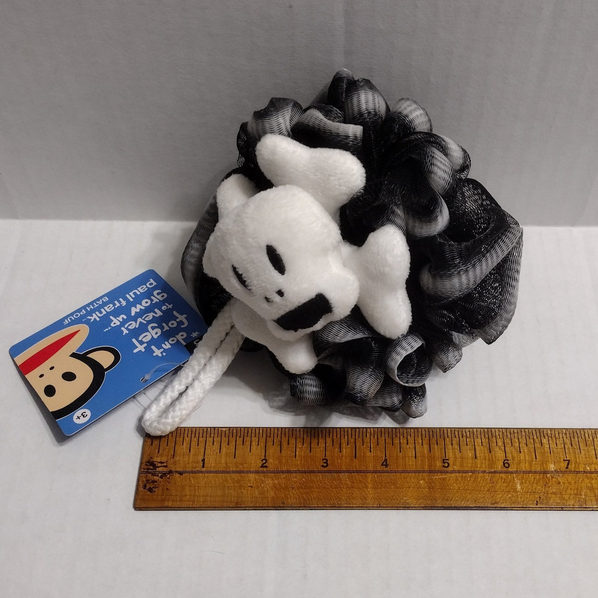 Paul Frank Skurvy Bath Pouf Loofah - Goth Skull Black & White Mesh