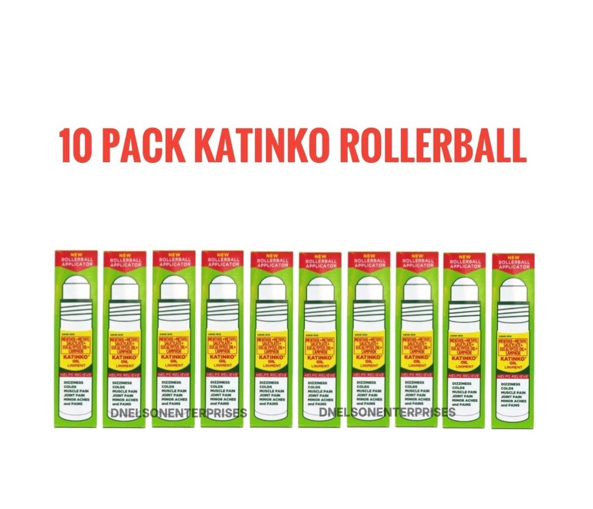 10 Pack Katinko Oil Liniment Rollerball Applicator 10ml for Pain Relief