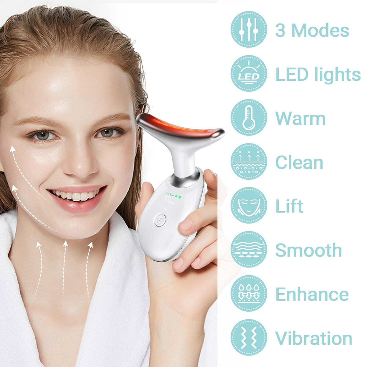 Neck and Face Massager Roller for Sculpting Skin Care - White