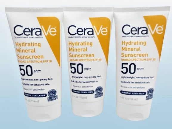 Hydrating Mineral Sunscreen SPF 50 for Body - 5 oz, Pack of 3