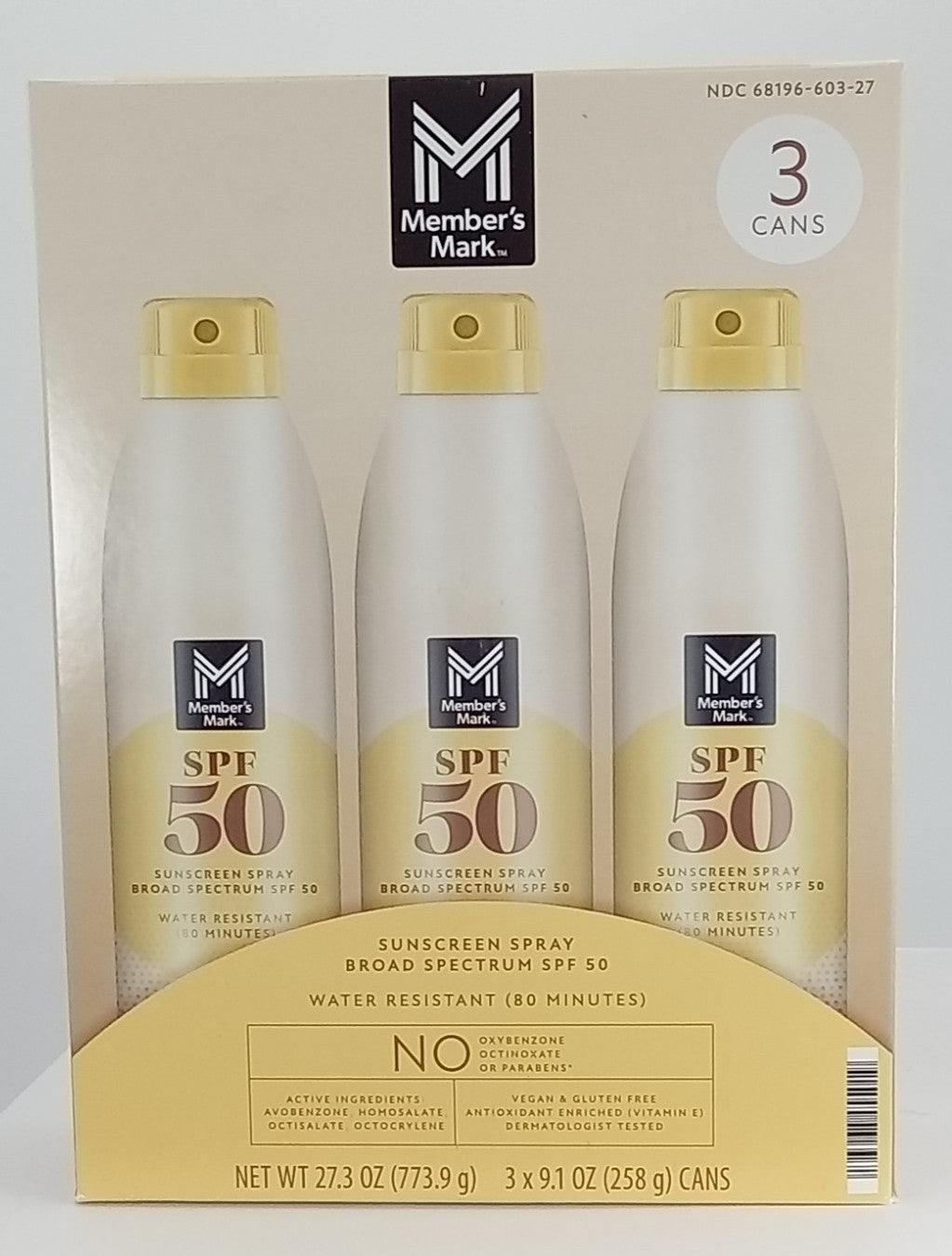 Water Resistant SPF 50 Sunscreen Spray - Broad Spectrum, 9.1oz, 3 Pack