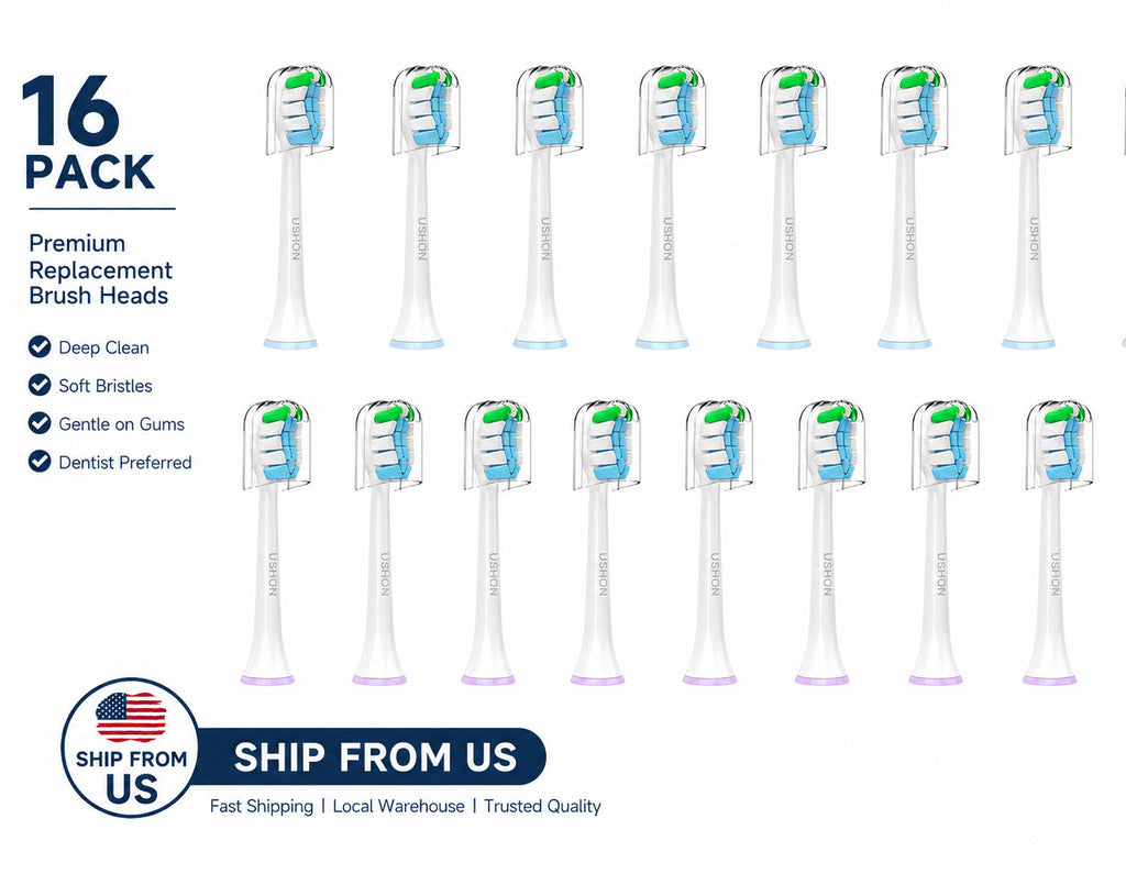 16 Pack Replacement Toothbrush Heads for Philips Sonicare Snap-On Electric Toothbrushes