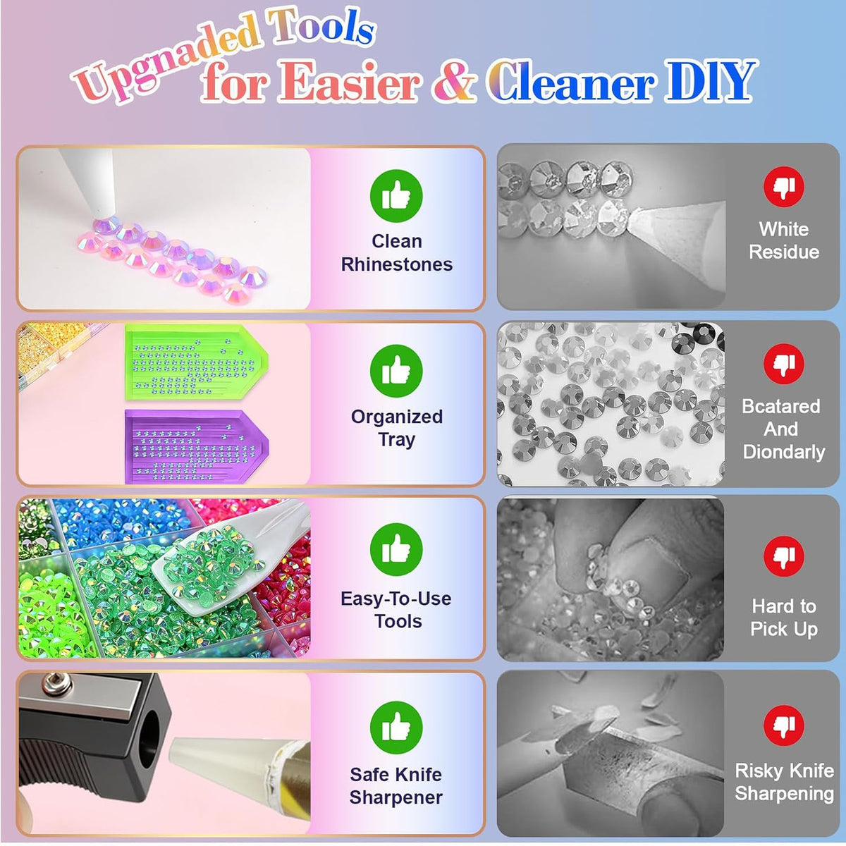 50000 Pcs Rhinestone Bedazzling Kit with 3mm Resin Gems & Tools for Crafts