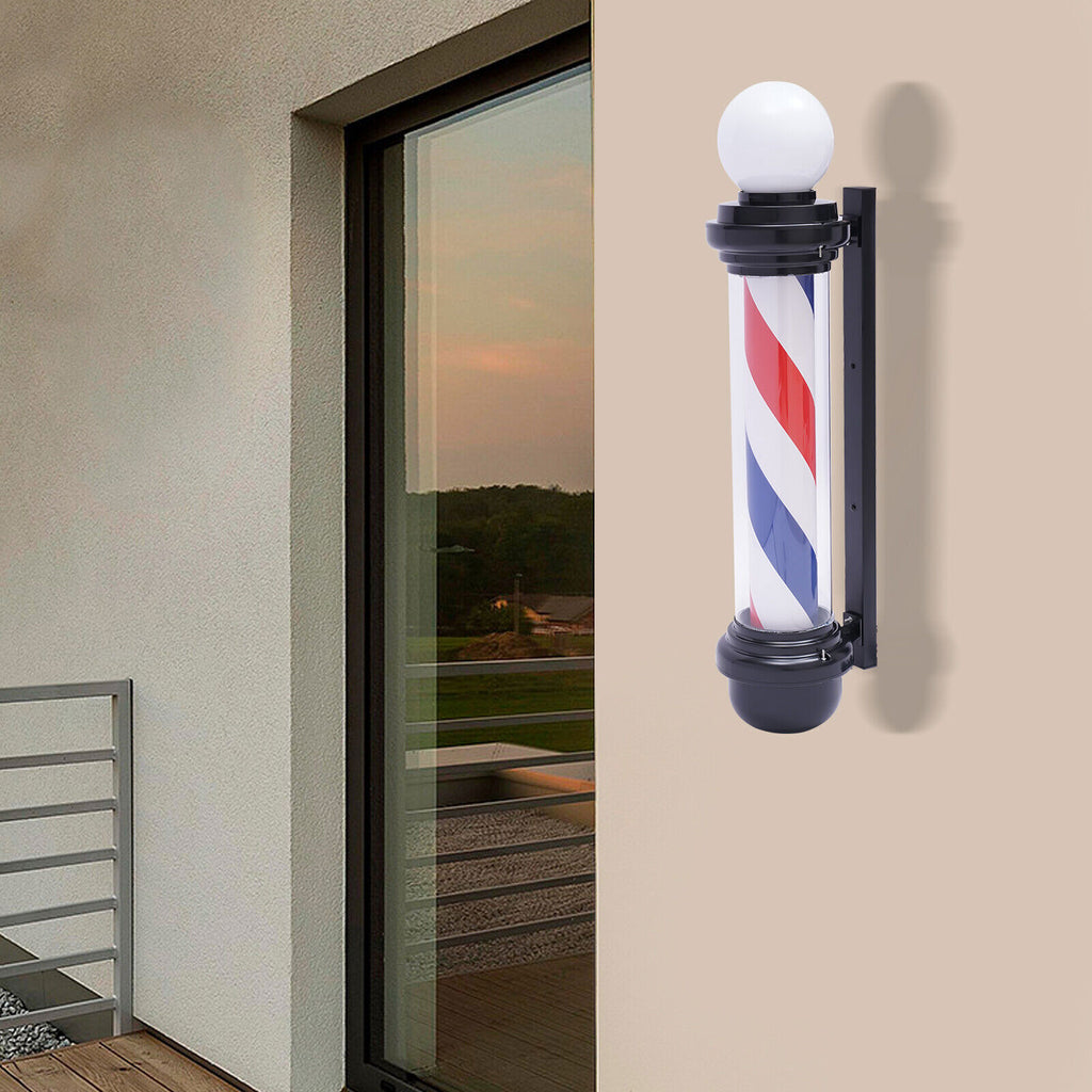 32-Inch LED Barber Pole Light with Rotating Stripes for Hair Salons