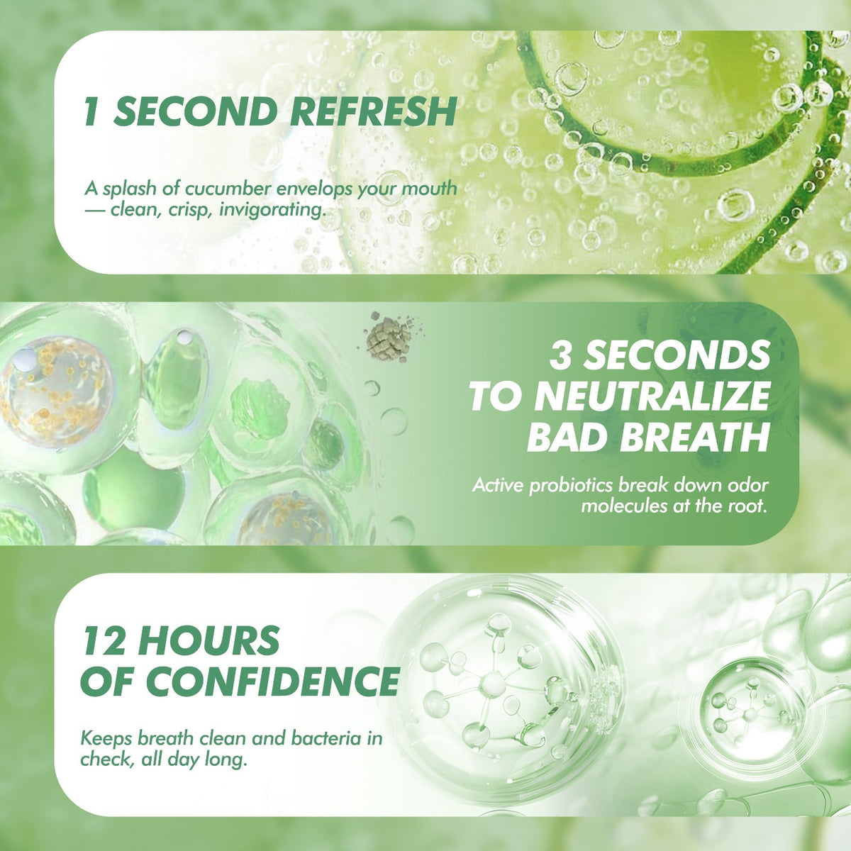 Probiotic Mouth Spray for Fresh Breath - Cucumber Flavor, 20ml