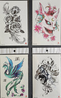 Temporary Tattoos Pack 4 Sheets Middle Half Arm for Men & Women – Waterproof, Safe & Long-Lasting