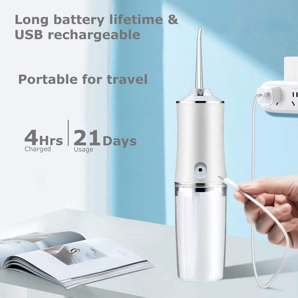 Cordless Water Flosser Dental Oral Irrigator Travel Teeth Cleaner with 4 Tips