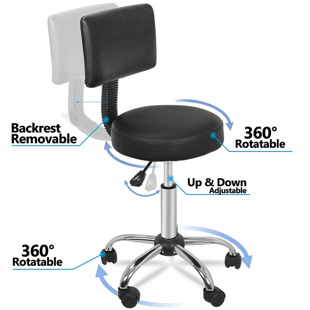 Adjustable Hydraulic Salon Stool with Backrest for Spa & Hairdressing