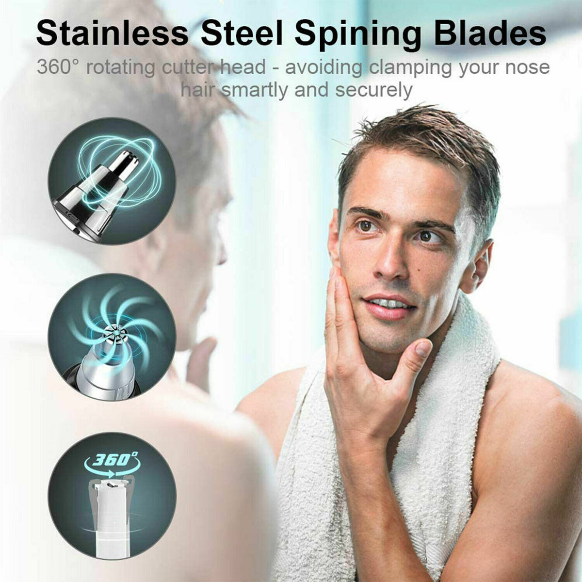 Men's Electric Ear, Nose, Eyebrow & Beard Trimmer Kit - Cordless & Rechargeable