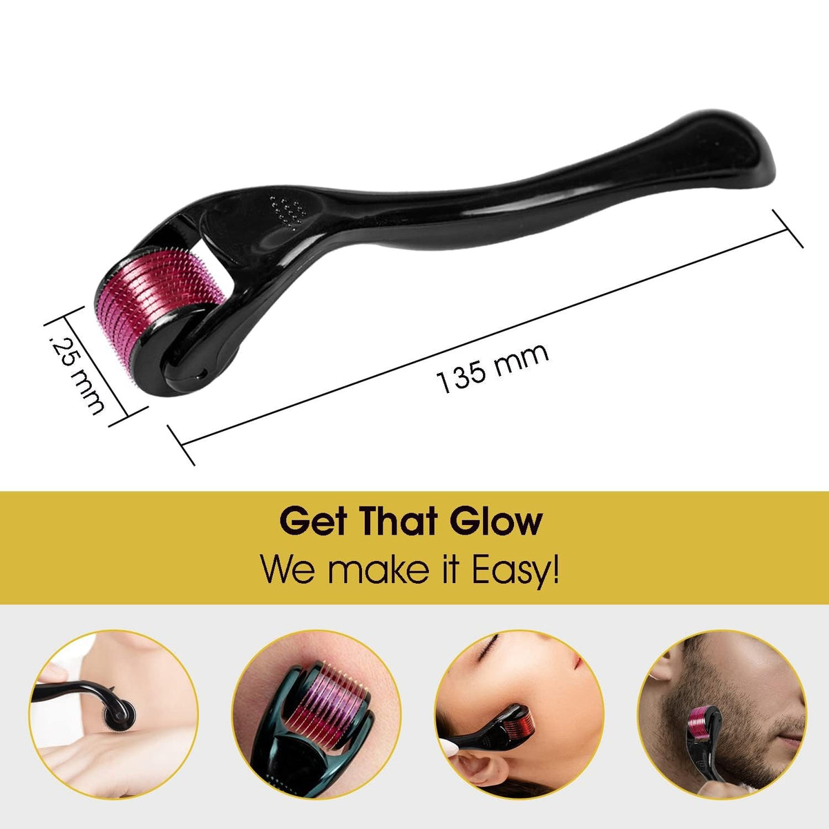 Derma Roller with Storage Case - 0.25mm Titanium Needle, Home Use