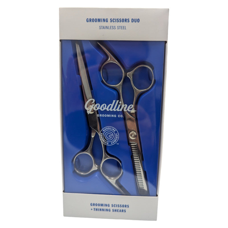 Stainless Steel Grooming Scissors Duo with Thinning Shears - Professional Hair Cutting Tools