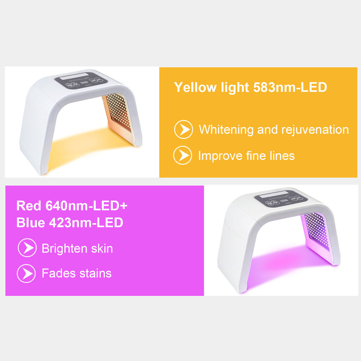 7-Color LED Light Therapy Facial Skin Rejuvenation Machine for Anti-Aging