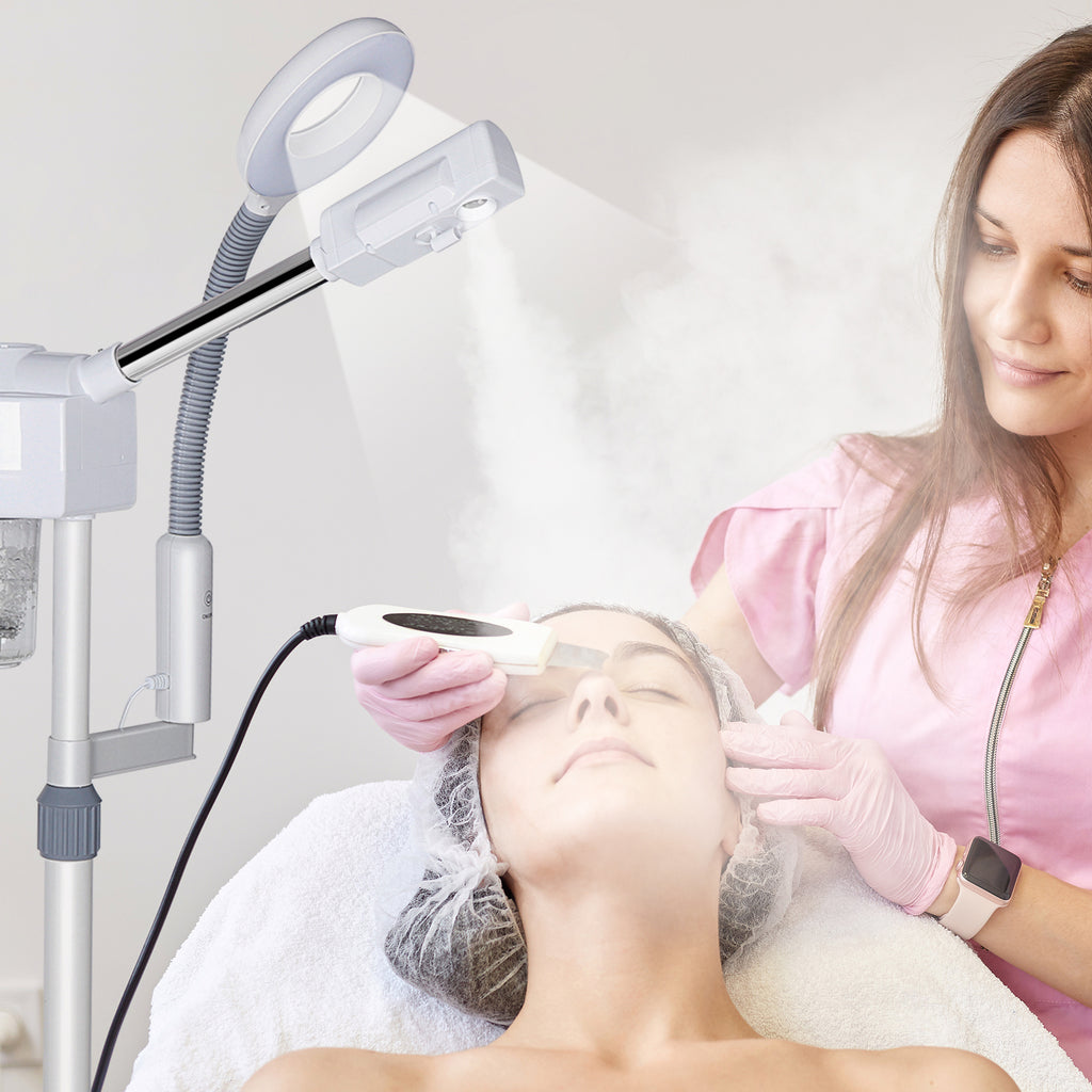 2-in-1 Facial Steamer with Magnifying Lamp and Hot Mist Function