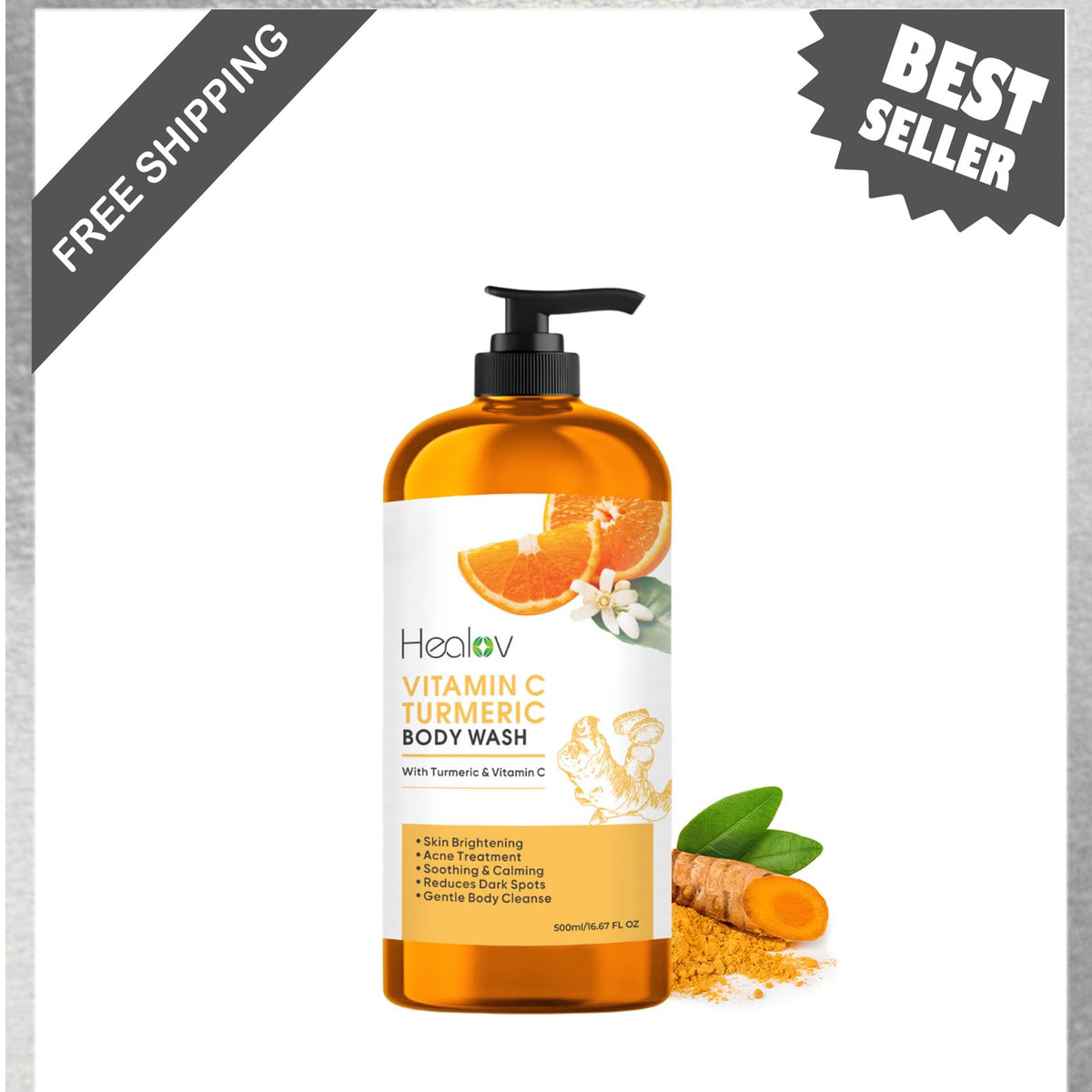 Turmeric Body Wash for Brightening & Exfoliating - Natural Skin Care Soap