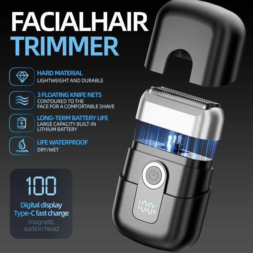 Men's Electric Foil Shaver - Wet & Dry 3-Blade Razor, USB-C Rechargeable