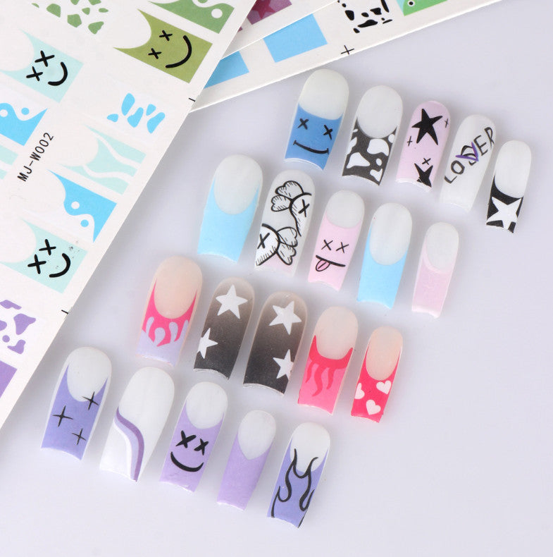 Moon Star Heart Nail Art Stickers - Waterproof Non-Toxic 8 Sheets